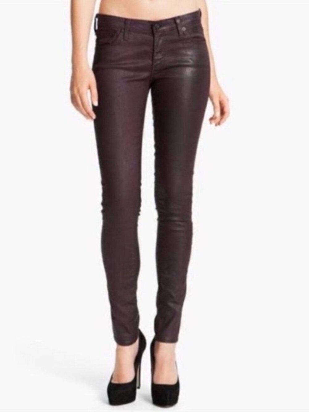 AG Adriano Goldschmied The Legging Super Skinny Coated Purple Jeans Size 27